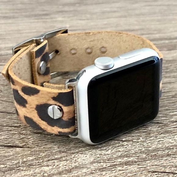Leopard Print Leather iWatch Band Series 7 Silver Jewelry Feminine Bracelet main image 6